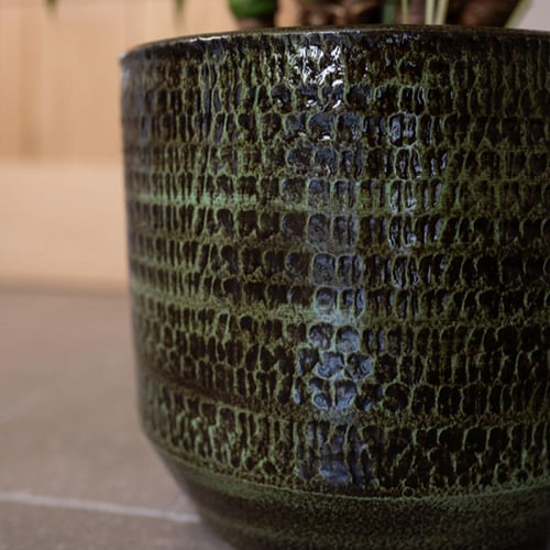 احواض دائريه أخضر من السيراميك (4 أحجام)