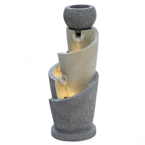 نافورة بطبقات مع ضوء ليد