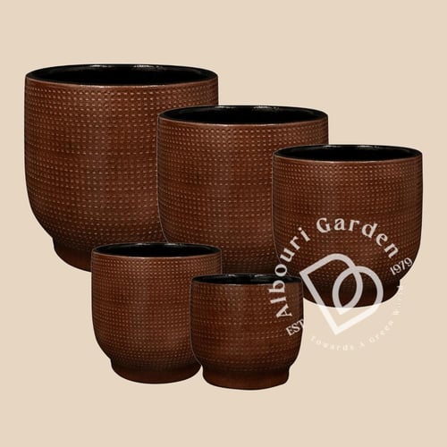 حوض دائري مضلع من السيراميك (5 أحجام، لونان)