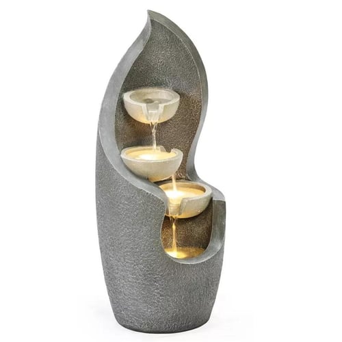 نافورة وعاء متتالية مع ضوء قاد