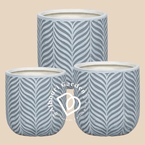 طقم احواض سيراميك، أزرق، بنمط أوراق الشجر