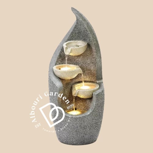 نافورة وعاء متتالية مع ضوء قاد