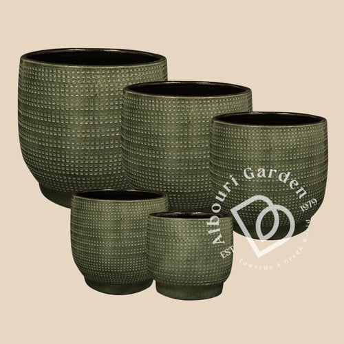 حوض دائري مضلع من السيراميك (5 أحجام، لونان)