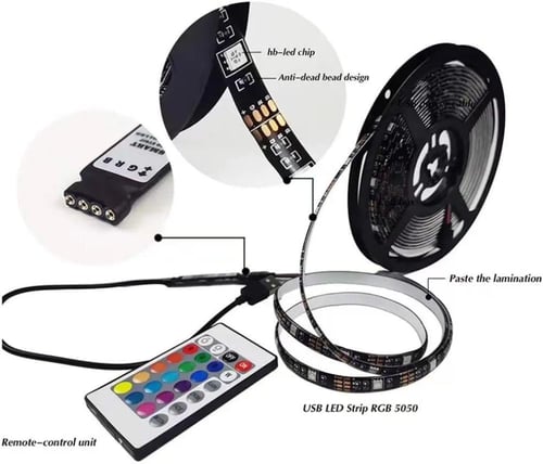 شريط إضاءة LED RGB للغرفة: متغير الألوان مع جهاز ت...