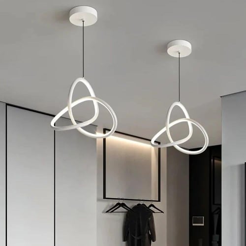 ثريات متدلية حديثة 3 الوان لون الجرم ابيض مصممة لغ...