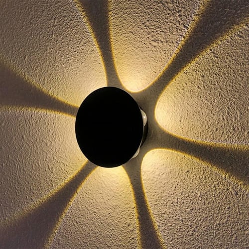 ابليك جداري دائري أصفر 6 عدسات ضمان 2 سنوات