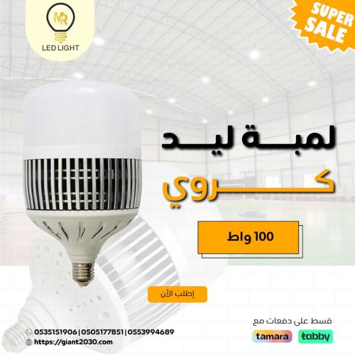 لمبة ليد كروي 100 واط شبك ضمان 2 سنوات