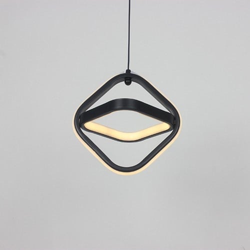 ثريا علاقي مودرن لد حديث مريع اسود بثلاث اضاءات