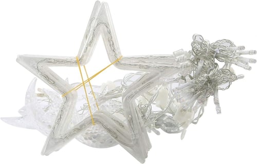 مصابيح على شكل قمر ونجوم، ستارة لتزيين النوافذ ونج...