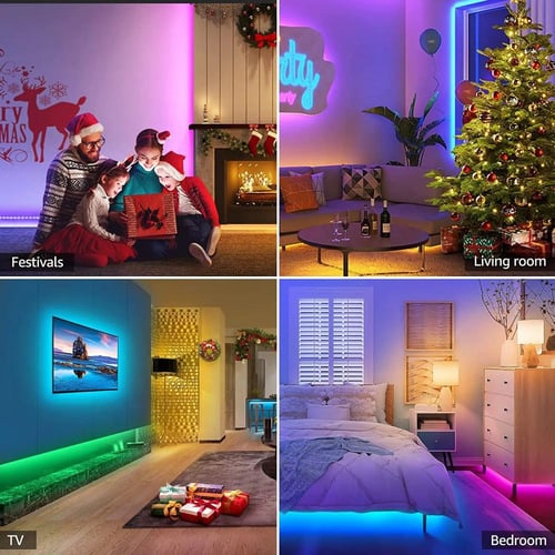 شريط إضاءة LED RGB للغرفة: متغير الألوان مع جهاز ت...