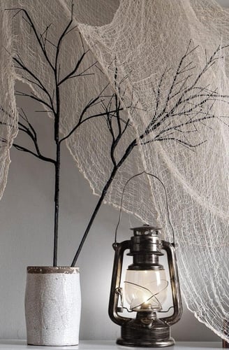 فانوس مضيء بتصميم ريفي قديم الطراز، معدن/زجاج