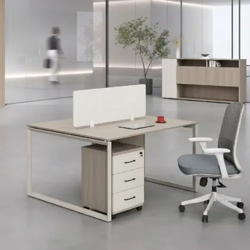 مكتب ثنائي مودرن (Face-to-Face Workstation) بلون خ...
