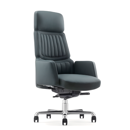 كرسي ظهر طويل أسود جلد فاخر