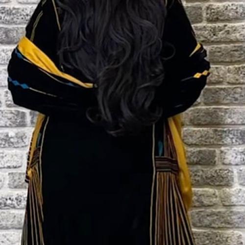 Asiri shawl velvet lining yellow B115
