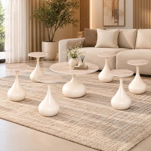 طقم طاولات شاي سيراميك بتصميم عصري وقواعد انسيابية...