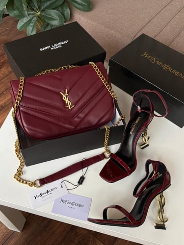 Yves Saint Laurent bag set with Saint heel