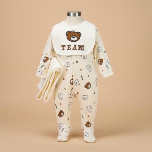 طقم استقبال بيبي أنيق تصميم الدب جودة عالية وناعم...