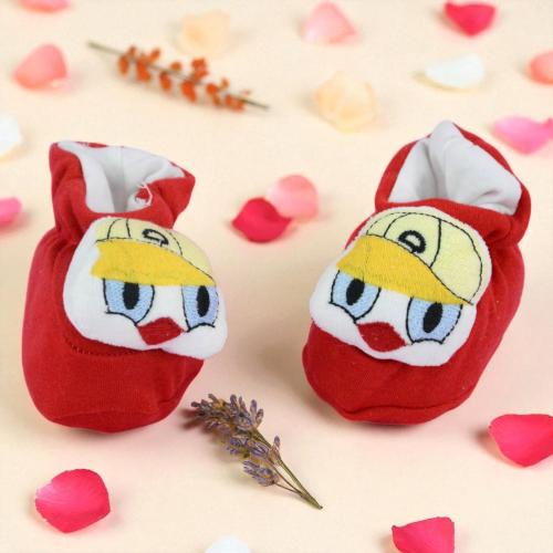 جوارب مواليد قطنية ناعمة - لون احمر- تصميم دبدوب-...