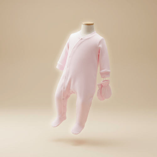 طقم استقبال البيبي قطن ناعم تصميم سادة لون ابيض |...