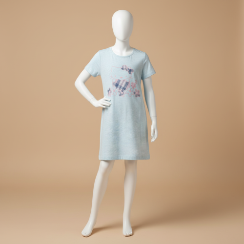 بيجامة-روب أطفال لون رمادي تصميم قطة كرتون بناتي C...