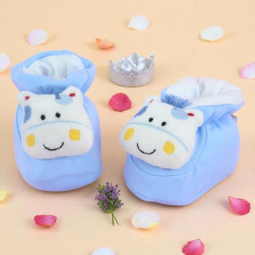 جوارب مواليد قطنية ناعمة - لون سماوي- تصميم بقرة-...