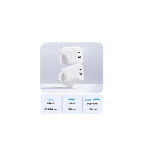 يوجرين - شاحن جداري بمنفذ USB-C ومنفذ USB وبقوة 20...