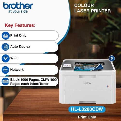 طابعة Brother HL-L3280CDW - ليزر ألوان، واي فاي، أ...