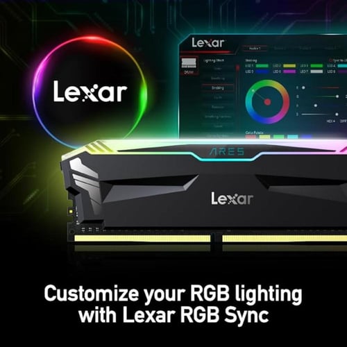 رام Lexar DDR4 RGB سعة 32GB (2x16) بتردد 3600MHz –...