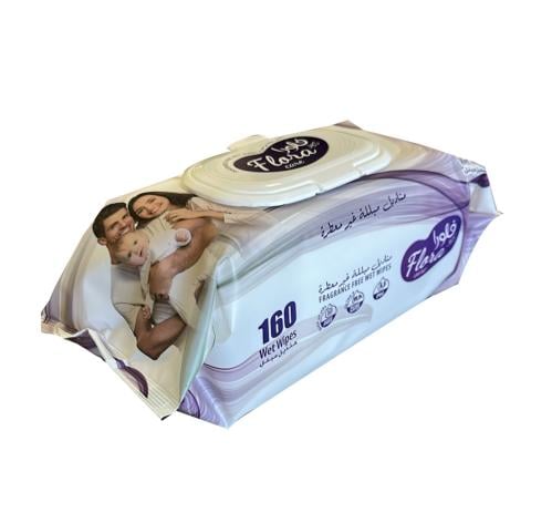 فلورا كير مناديل مبللة غير مغطرة 160 منديل