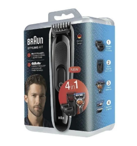 ماكينة تشذيب الشعر والذقن 4 في 1 براون للرجال، اسو...