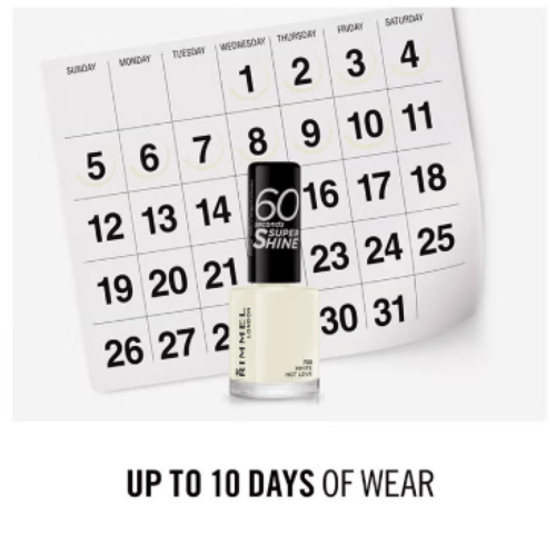 طلاء اظافر 60 سيكوندز سوبر شاين 703 وايت هوت لوف