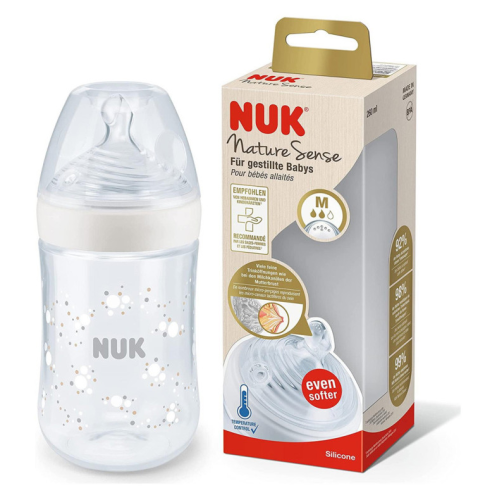 نوك رضاعة اطفال بلاستيك وسط 260 مل ابيض