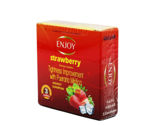 انجوي واقي ذكري فراولة - 3 قطع
