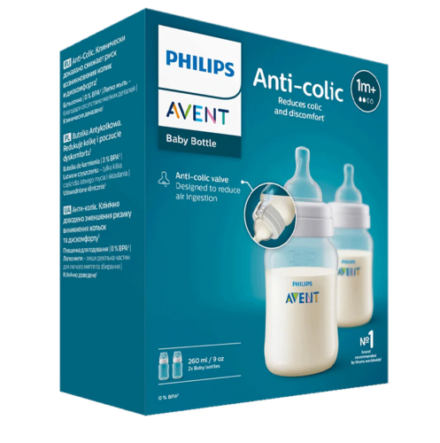 عبوة من قطعتين من رضّاعات أفينت بيبي المضادة للمغص...