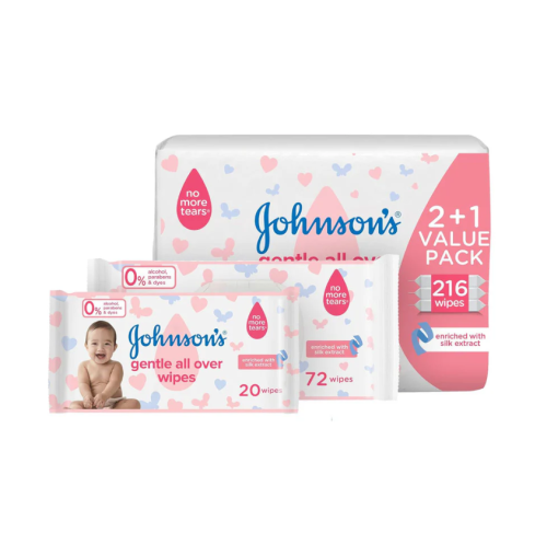 جونسون بيبي مناديل أطفال 216 منديل 2+1 مجانا