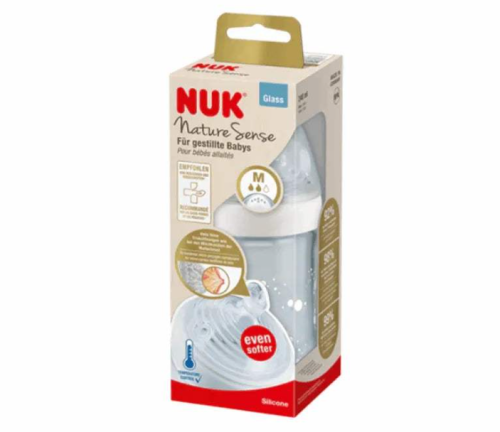 زجاجة أطفال زجاجية بحجم 260 مل من NUK مع إمكانية ا...