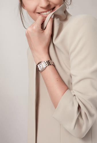 "پانثر دو كارتييه" ذهبي وفضي حجم الوسط 27mm