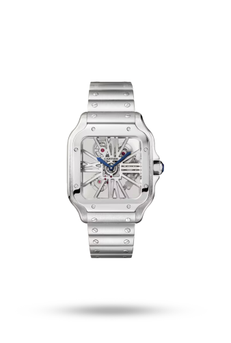 ساعة "سانتوس دو كارتييه" سكيلتون فضي