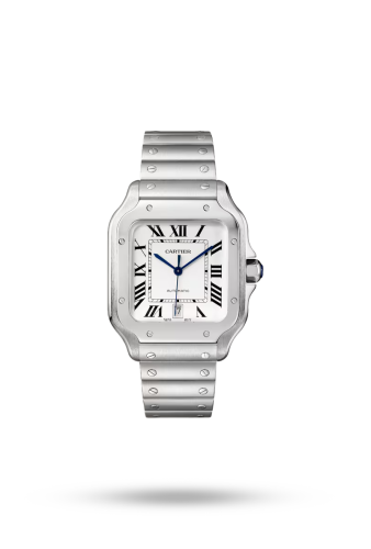 ساعة "سانتوس دو كارتييه" ابيض حجم كبير