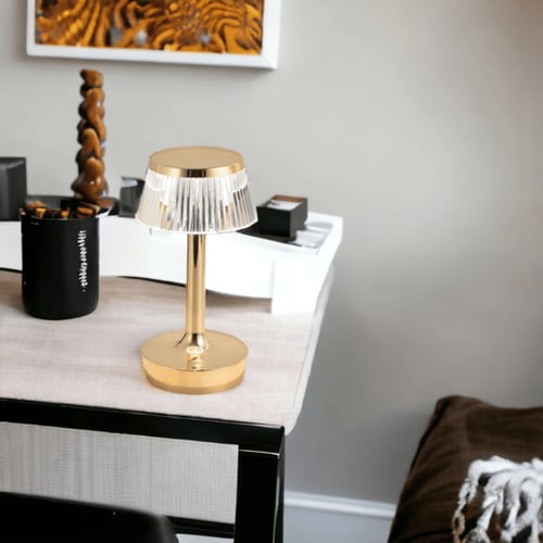 أباجورة طاولة LED ذهبية فاخرة | قابلة للشحن، تحكم...