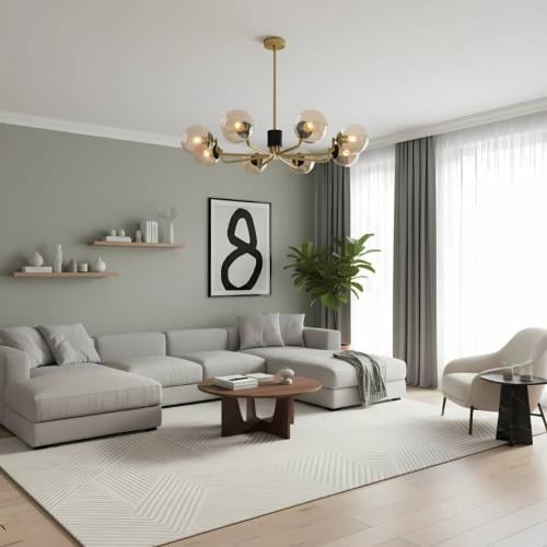 نجف مودرن LED أسود + ذهبي مع ثمانية كرات عسلية قاع...