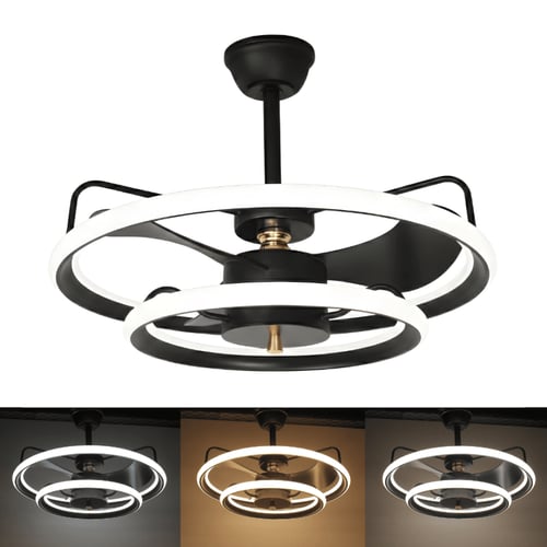 نجف مروحة لون أسود بـ 3 اضاءات مع ريموت تحكم بـ 6...