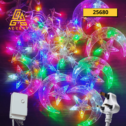 زينة رمضان على شكل هلال ونجمة تعمل بالكهرباء بإضاء...