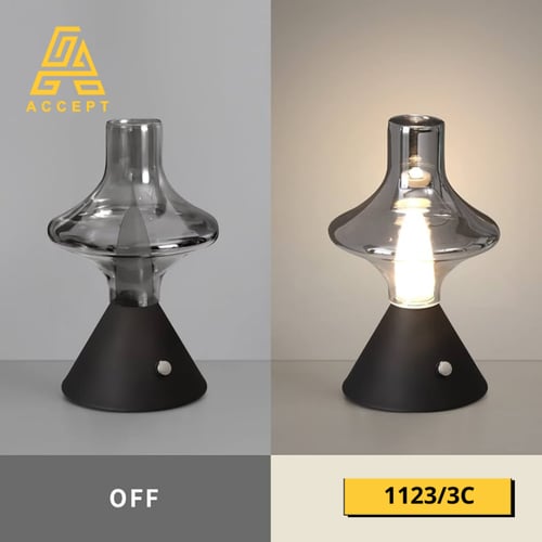 اباجورة سوداء أنيقة تعمل باللمس مع تحكم تدريجي في...