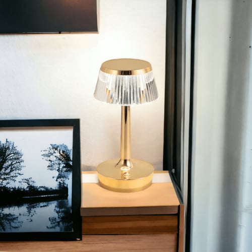 أباجورة طاولة LED ذهبية فاخرة | قابلة للشحن، تحكم...