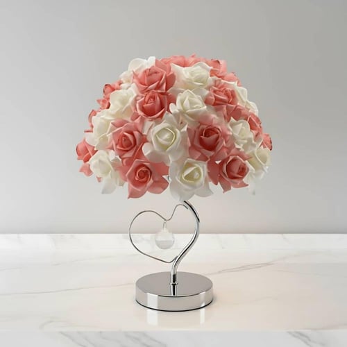 أباجورة طاولة تعمل بالكهرباء بتصميم رومانسي وذراع...