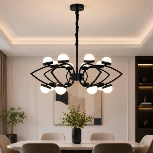 ثريا مودرن LED سوداء 16 لمبة بـ 3 اضاءات