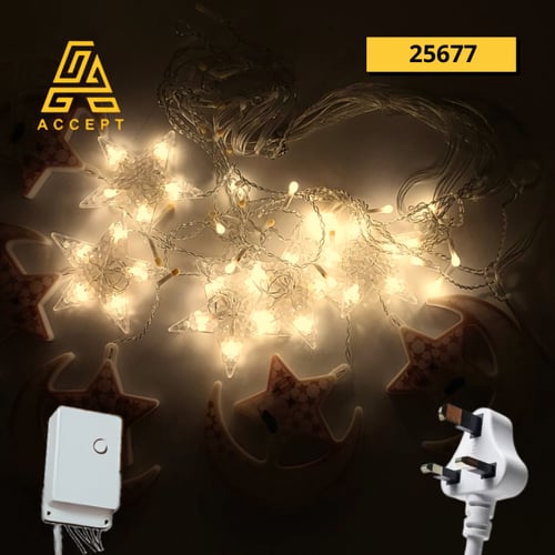 زينة رمضان على شكل هلال ونجمة تعمل بالكهرباء بإضاء...