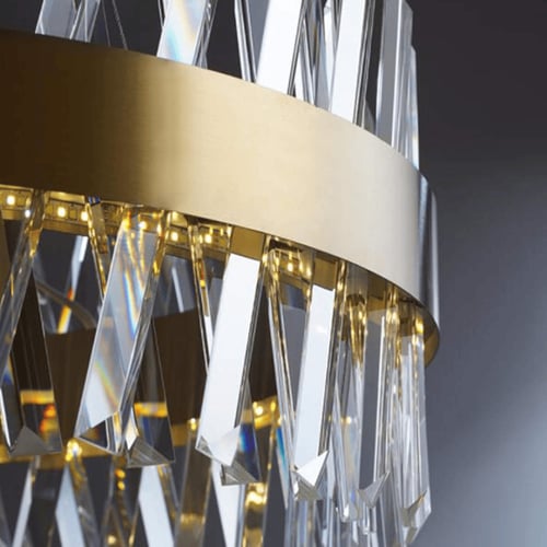 نجف كريستال مودرن LED ذهبي، 80 سم، 3 اضاءات