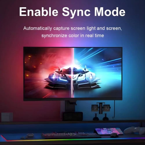 إضاءة PC SYNC الذكية - شريط RGB+IC تفاعلي خلف الشا...